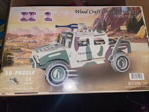 Hummer H1 (L) - Colored 3D Jigsaw Woodcraft Kit Wooden Puzzle
